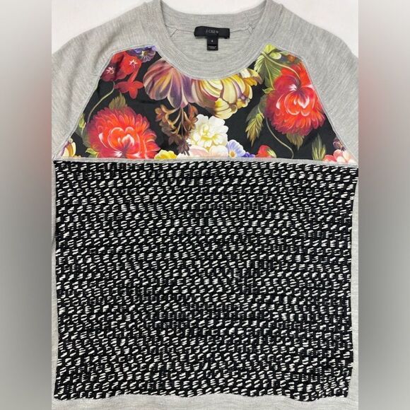 J. Crew Gray Floral and Black Patterned Sweater - Picture 2 of 6